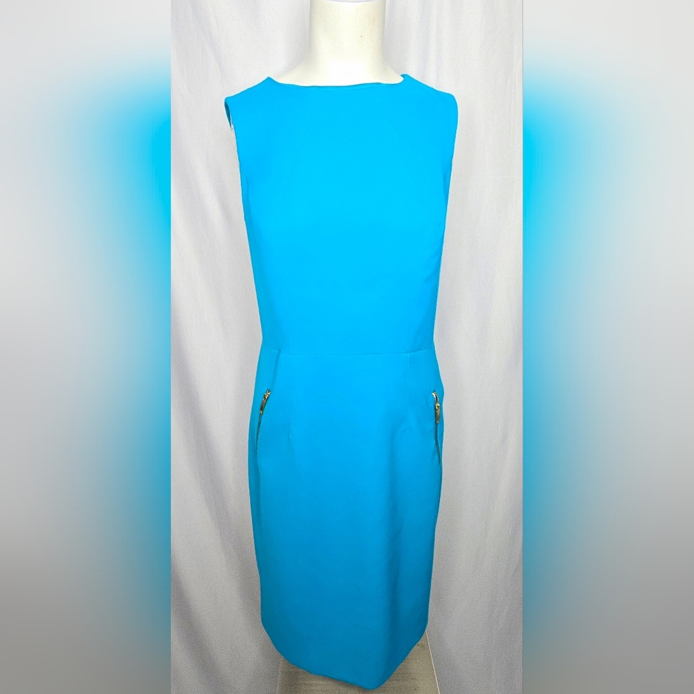 Liz Claiborne Turquoise Blue Sleeveless Midi Sheath Dress